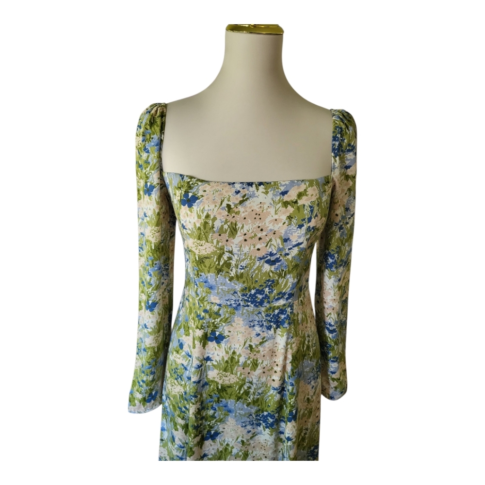 Reformation Sigmund Squareneck Midi-Dress Womens Size 6 New - Picture 2 of 9